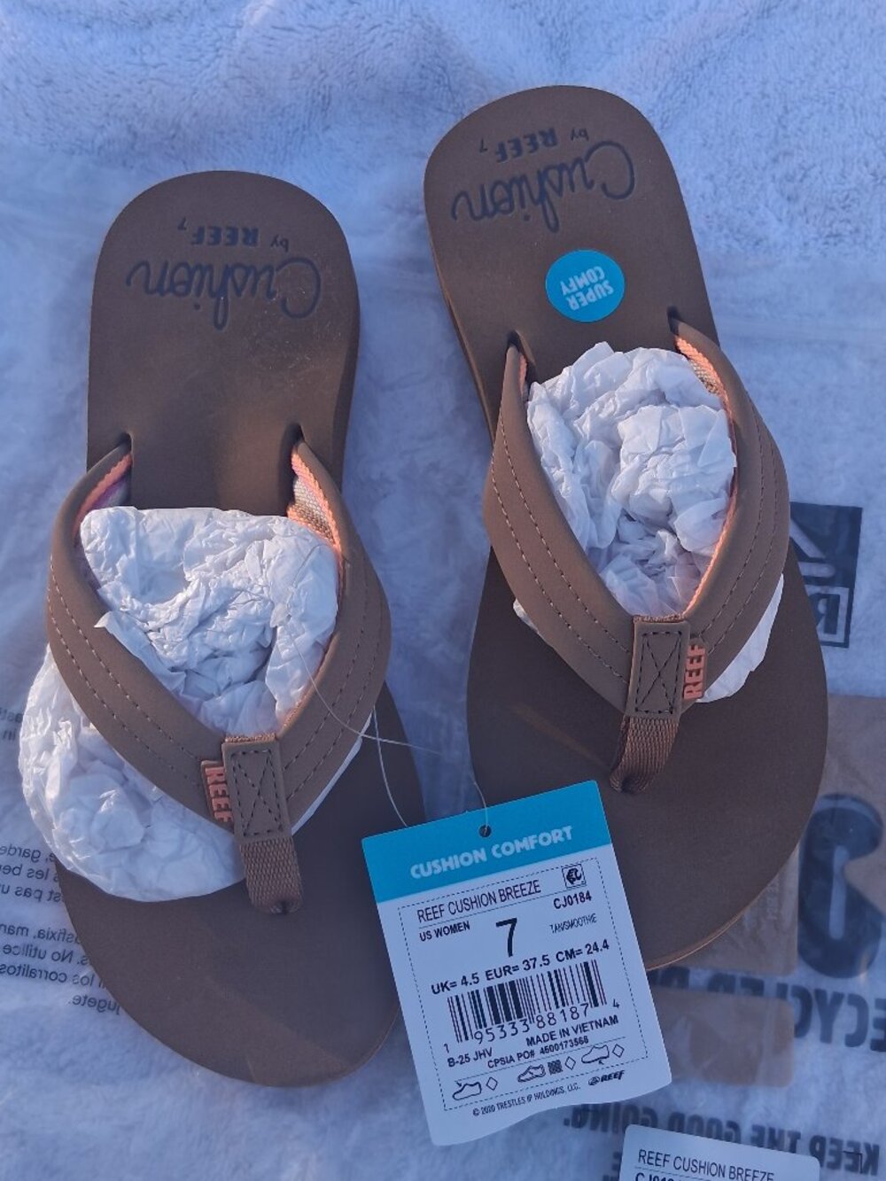 REEF CUSHION BREEZE Women’s Tan Smoothie Size 7 CJ0184 New in Bag